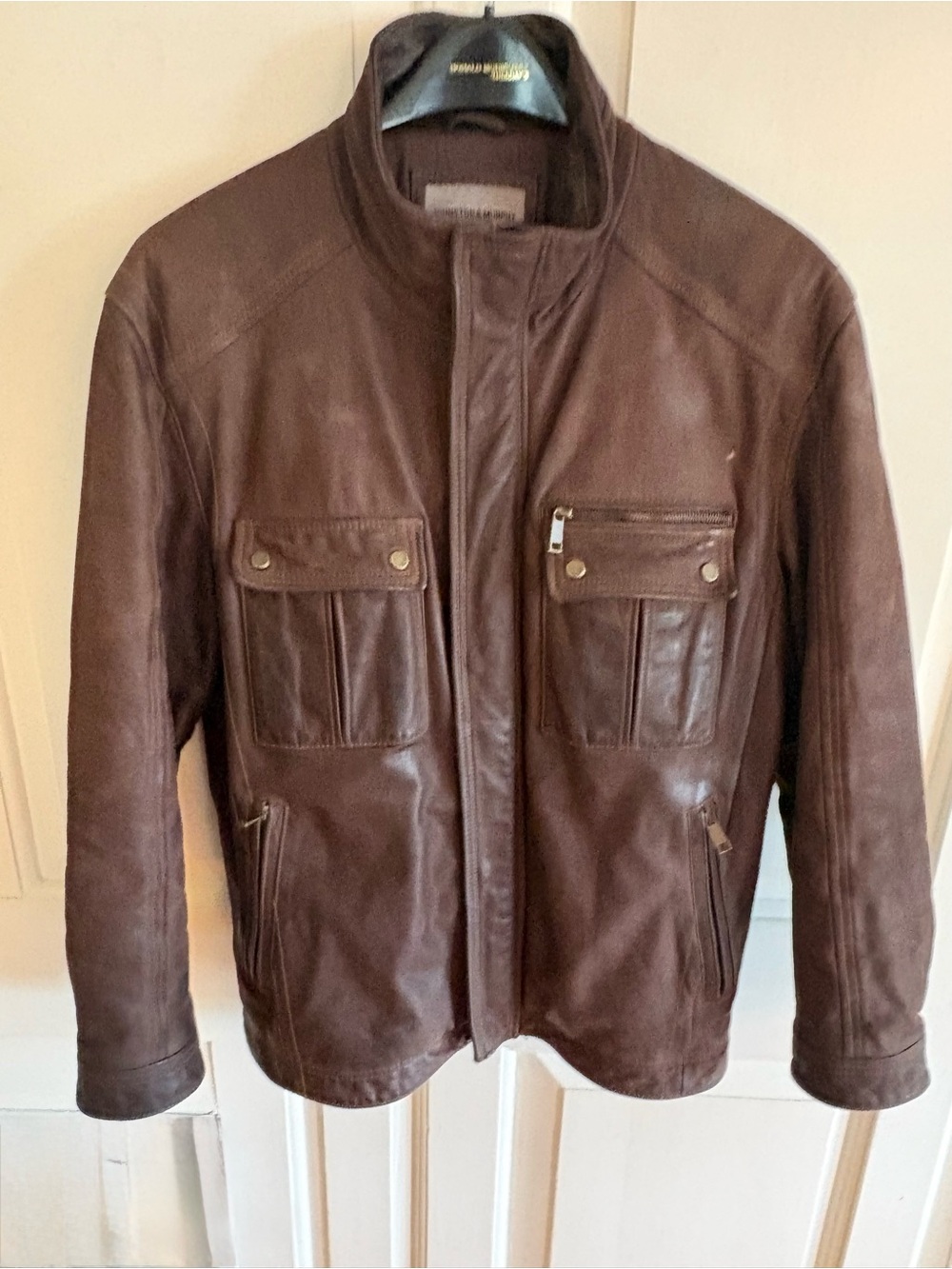Johnston & Murphy Men’s XL Dark Brown Genuine Leather Utility Field Jacket